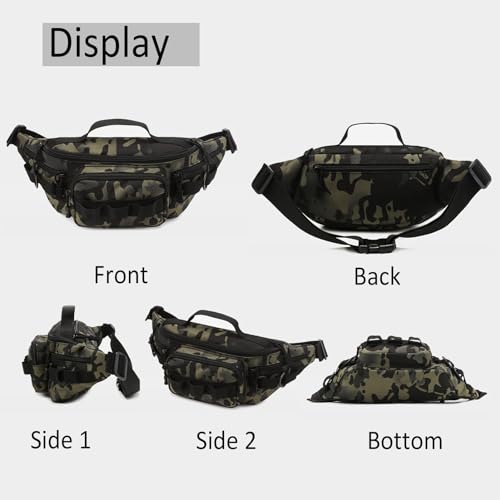 Tactical Fanny Pack,Small Fishing Tackle Bag Water-Resistant Military Waist Bags Portable Fishing Storage Waist Packs for ...