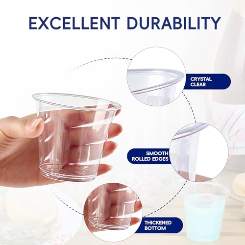 JOLLY CHEF 300 Pack Clear Plastic Cups, 9 oz Crystal Clear PET Party Cups, Classic Clear Disposable Wine Cups for Wedding,...