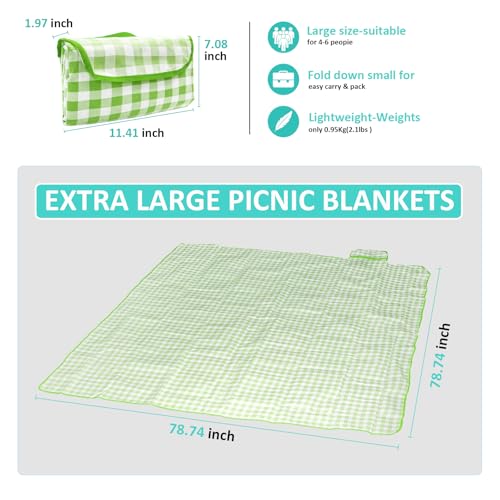 Outdoor Picnic Blanket,Extra Large Picnic Blanket Beach Blankets, Picnic Mat Waterproof Sand Proof Foldable Portable for O...