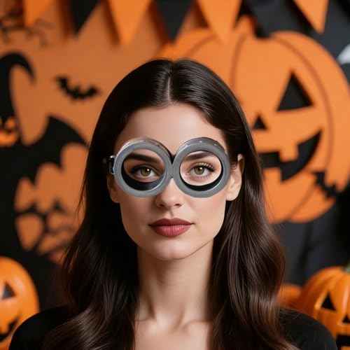 6PCS Costume Accessories Set Yellow Beanie Knit Hat Vintage Goggles Glasses Black Gloves for Halloween Cosplay