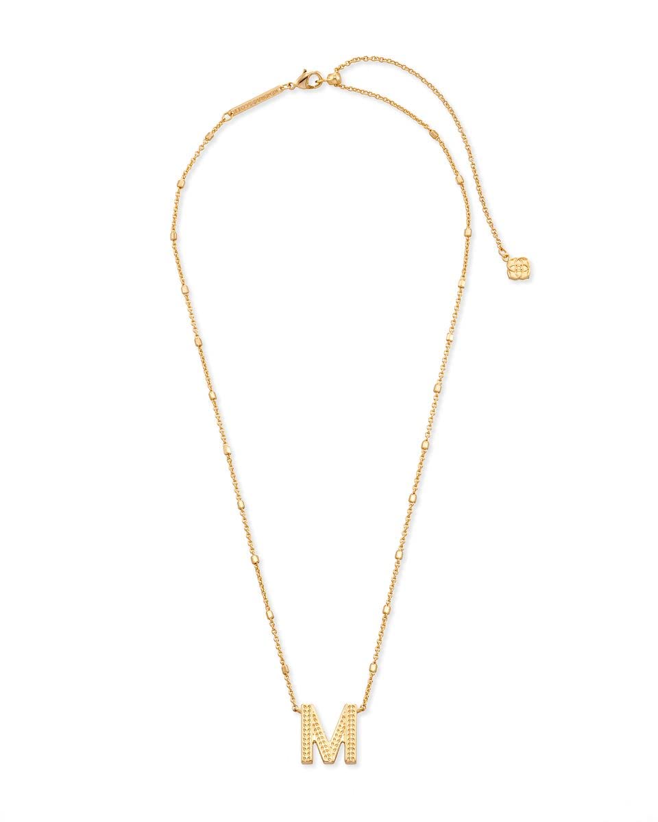 Kendra Scott Letter M Pendant Necklace for Women, Fashion Jewelry, 14k Gold-Plated Brass, Gold Metal, Letter M