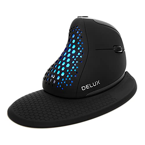 DELUX Seeker Ergonomic Mouse Wireless, Vertical Mouse with OLED Screen, 6 Buttons&Thumb Wheel Function, Silent Click, Up t...