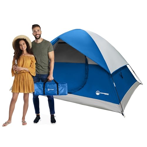 4 Person Camping Tent with Rainfly and Carrying Bag - Easy Pop Up Family Tents for Camping Essentials, Beach, Hiking, Back...