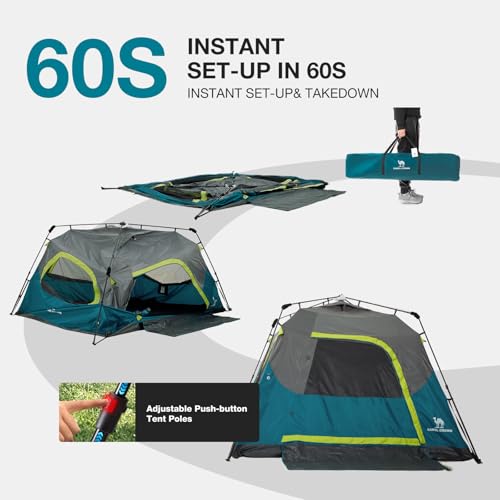 CAMEL CROWN Instant Tents for Camping 4-6 Person Tent Waterproof Easy Setup Sets Up in 60 Seconds Backpacking Tents with C...
