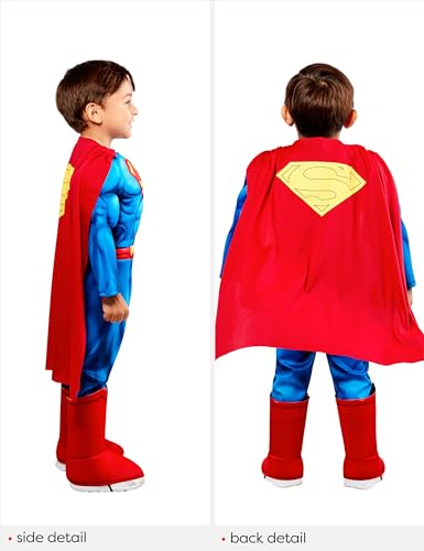 Rubies Superman Deluxe Padded Costume Jumpsuit and Cape for Toddlers Boys for Themed Parties and Halloween, 2T
