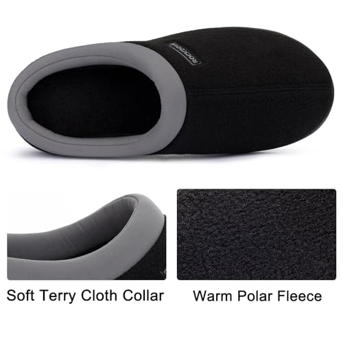 RockDove Women's Polar Fleece Two-Tone Memory Foam Clog House Slippers Non Slip Rubber Sole Indoor Outdoor Machine Washable