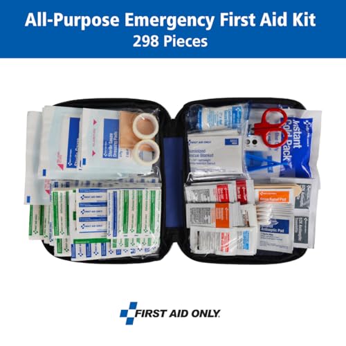 First Aid Only 298 Piece All-Purpose Emergency First Aid Kit for Home, Office, Car, Apartment, Dorm, and Camping, Travel-F...