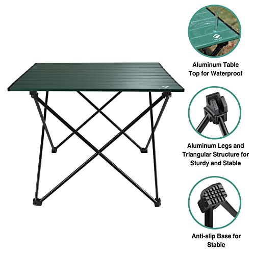 VILLEY Portable Camping Side Table, Ultralight Aluminum Folding Beach Table with Carry Bag for Outdoor Cooking, Picnic, Ca...