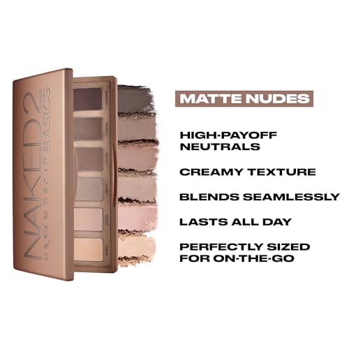 URBAN DECAY Naked 2 Basics Mini Eyeshadow Palette - 6 Matte Nude Shadows, Multi-Use Powder for Eye, Contour, or Brows, Ult...