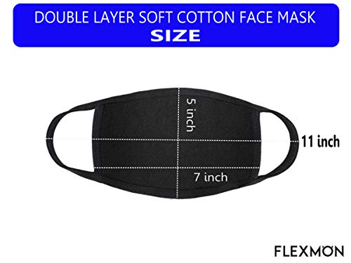 FLEXMON Cotton Face Mask Premium Reusable, Washable, Black Color, Fully Machine Washable, Adult, Men, Women, Unisex