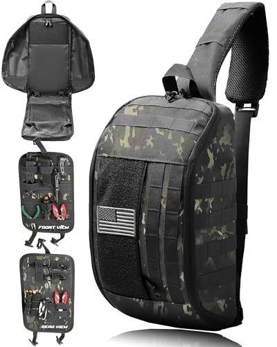 DBTAC Compact 9L Tactical Sling Bag with Removable Elastic Organizer Panel, Everyday Carry Shoulder Pack for EDC Tools, Fi...