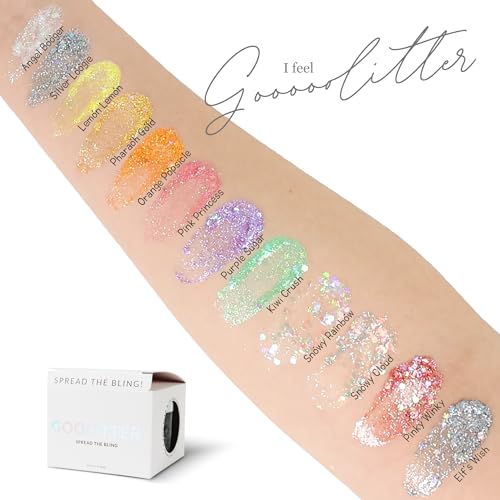 Goolitter Face, Body & Hair Holographic Pink Glitter Gel [Pink Princess] 2oz (60mL) | Fine | K-Beauty | Halloween, Festiva...
