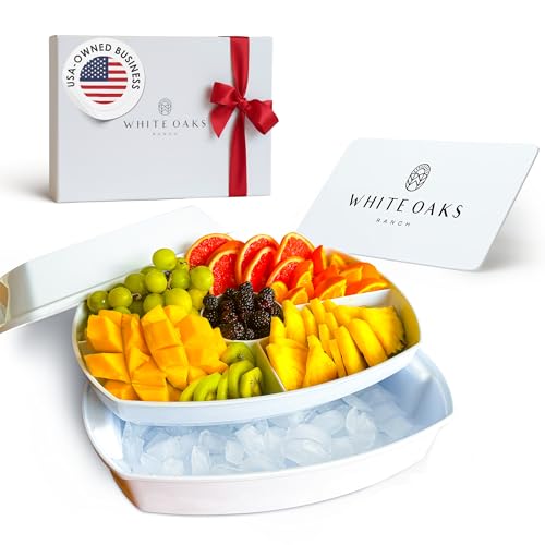 15" White-Colored Chilled Serving Tray - 3-Tier Ice Party Platter with 4 Compartments, Ice Tray & Lid, BPA-Free Melamine, ...