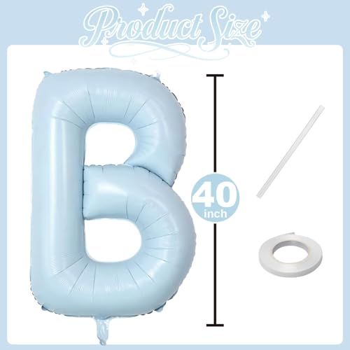 40 Inch Baby Blue BRIDE Balloons, Large Light Pastel Bride Foil Helium Balloon Banner for Bachelorette Something Blue Befo...