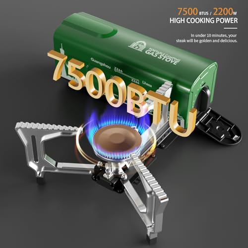 INFOOD Portable Butane Gas Camping Stove - 7500 BTU Compact Folding Design with Carry Bag for Backpacking, RV Trips, Picni...