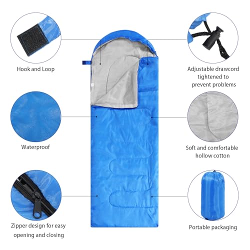 Junkin 12 Pcs Camping Sleeping Bag Bulk for Adults Homeless 4 Seasons Cold Warm Weather Sleeping Bags Waterproof Lightweig...