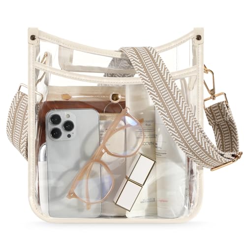 MoKo Clear Tote Bag, Large Capacity Handbags with 2 Pockets, Waterproof PVC Tote Bags for Women, Clear Bag for Stadium Events