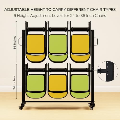 boldworks Folding Chair Rack Folding Chair Cart Folding Chair Storage Dolly with Wheels and Holder for 84 Chairs or 12 Tab...