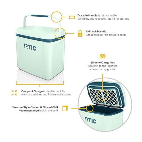 RTIC 8 QT Road Trip Personal Cooler, Small, Compact, Insulated, Portable Ice Chest Box for Food, Drink, Beverage, Beach, C...