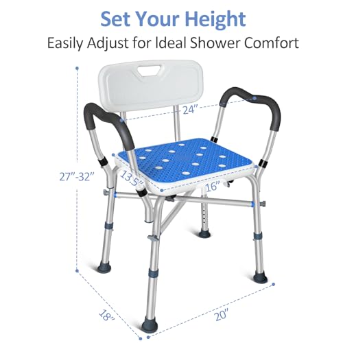 KingPavonini Shower Chair for Inside Shower, 550LBs Heavy Duty Bath Chair with Arms, Medical Shower Seat, Bath Stool Safet...