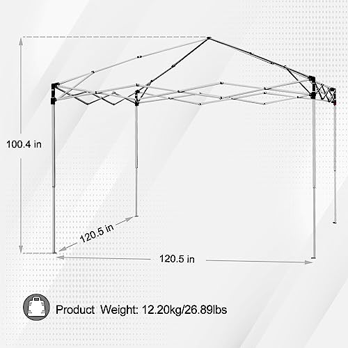 Smartxchoices 10 x 10 FT Pop Up Canopy Tent - Instant Outdoor Canopy with Wheeled Carry Bag, 4 Ropes, Straight Legs, Stake...