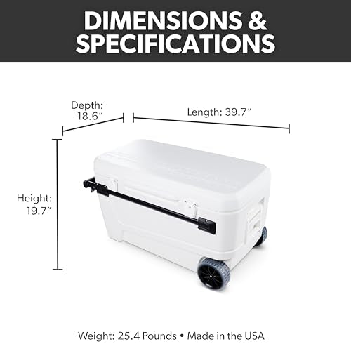 Igloo Maxcold Glide 110Qt Wheeled Cooler | Insulated Hard Shell Ice Chest