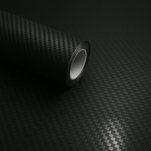 RockRose 3D Matte 3D Black Carbon Fiber Vinyl Wrap, Anti-Wrinkle, Air Release Automotive Bubble Wrap, Self Adhesive Car Vi...