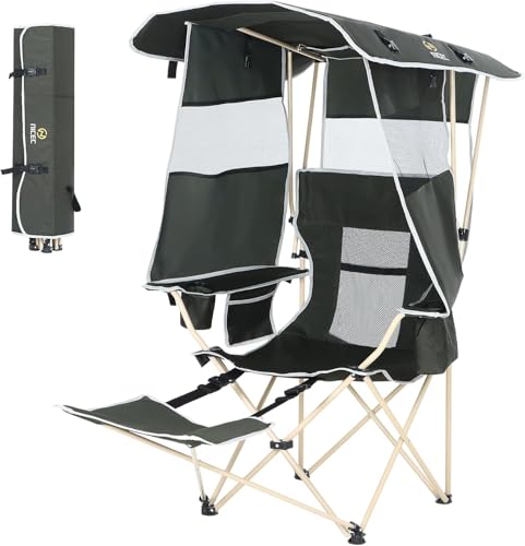Nice C Double Padded Camping Chair, with Cup Holder, Cooler Bag, Bottle Opener Chair with Canopy, Removable Footrest, Cool...