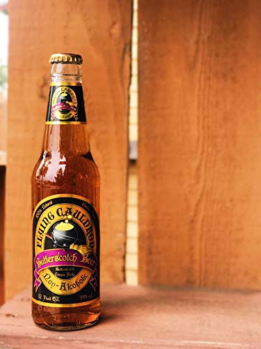 Flying Cauldron Butterscotch Beer, 12 Fl Oz (Pack of 4), Vanilla Cream Soda Brew, All- Natural, Non-Alcoholic and Caffeine free.
