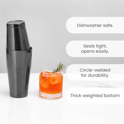 A Bar Above Professional Boston Shakers Set 18 oz Weighted Stainless Steel Cocktail Shaker Set for Bartenders, Premium 304...