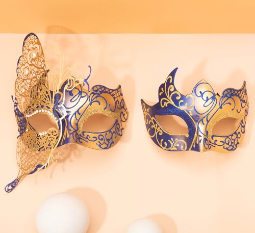Seglorwy Masquerade Mask for Couples, Women Men Venetian Mardi Gras Halloween Christmas Party Couple Masquerade Mask (Butt...
