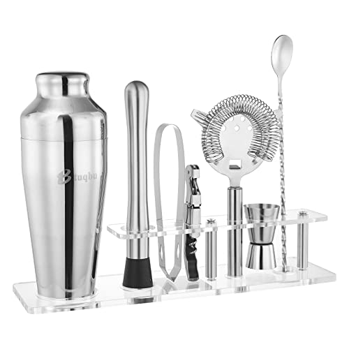 Btuqbu Cocktail Shaker Set with Arcylic Stand, Mixology Bartender Kit for Drink Mixing | Mixology Set with 7 Bar Set Tools...