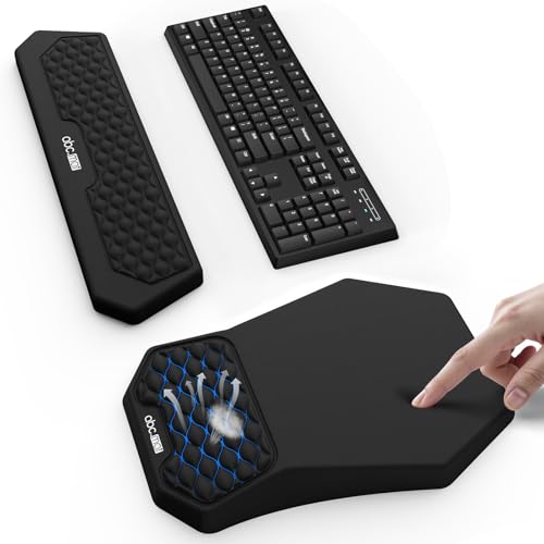 Ergonomic Mouse Pad and Keyboard Wrist Rest Support Set, Massage Design Mousepad for Carpal Tunnel Pain Relief, Memory Foa...