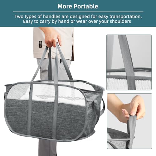 Collapsible Laundry Baskets, Tear Proof Pop Up Laundry Hamper with Dual Handles, Durable Foldable Laundry Basket, Easy to ...