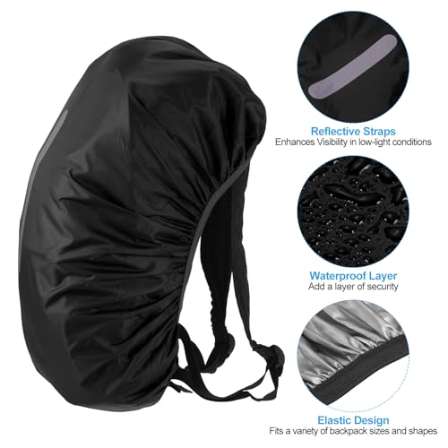 PATIKIL Waterproof Backpack Rain Cover, Non-Slip Backpack Cover with Vertical Reflective Strap Stay Dry for Hiking, Camping