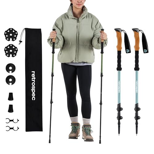 Retrospec Solstice Hiking Poles for Men & Women - Adjustable and Collapsible Lightweight Walking & Trekking Sticks - Alumi...