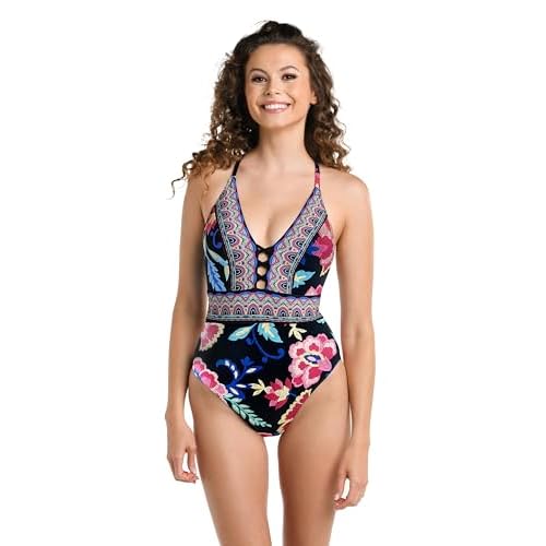 La Blanca Women's One Piece Swimsuit Plunge Tummy Control Bathing Suit