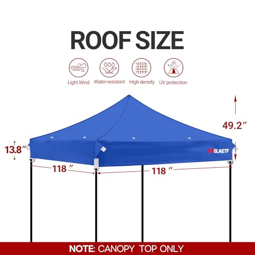 CLAETF 10x10 Canopy Replacement Top,Pop Up Canopy with 8 Drainage Holes,Canopy Tent Top Cover for Outdoor,Garden,Patio,Pav...