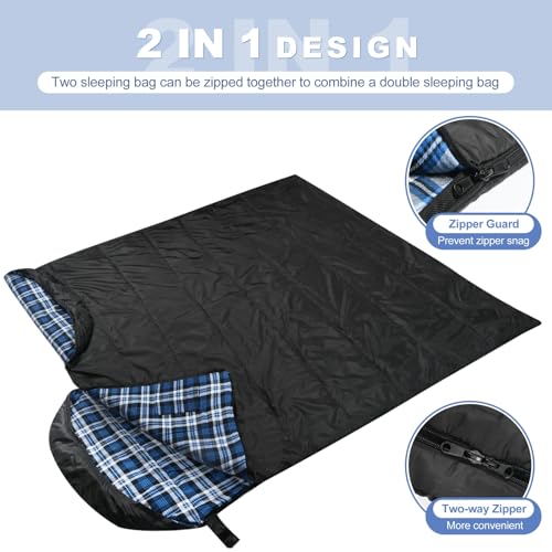 AGEMORE Cotton Flannel Sleeping Bag for Adults, Lightweight XXL Cotton Sleeping Bag for Camping Backpacking or Hiking, Wat...