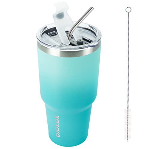 BJPKPK 30oz Stainless Steel Tumbler Color Block Insulated Tumblers Cup with Lid and Straw, Double Walled Travel Coffee Mu...