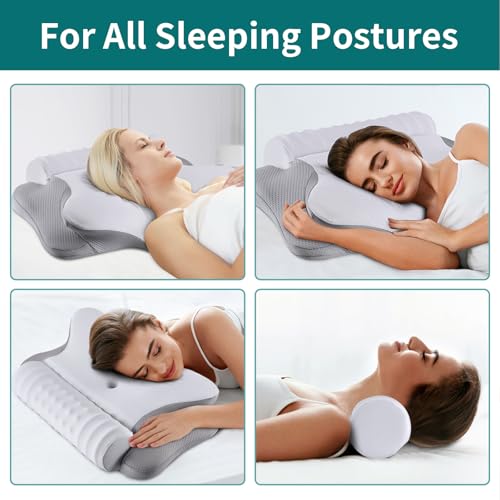 onesmile Cervical and Roll Neck Pillow - 2 in 1 Ergonomic Pillows, Neck Support Pillow for Sleeping, Memory Foam Pillows f...