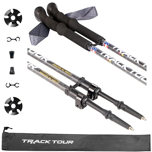 Carbon Fiber Trekking Poles Ultra Lightweight Hiking Poles Walking Sticks with Cork and EVA Foam Grips Quick Adjustable Fl...