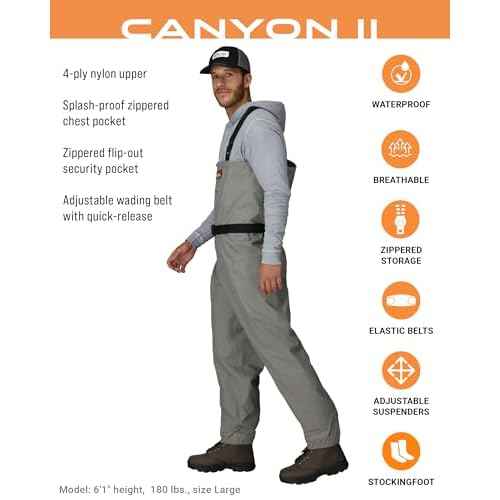 FROGG TOGGS Canyon II Breathable Waterproof Stockingfoot Fishing Chest Wader for Fishing