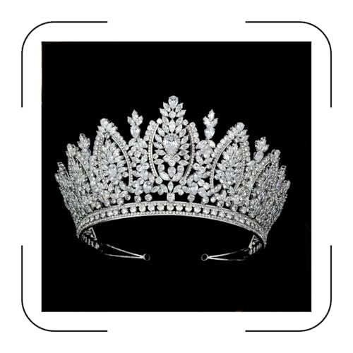 QXMYOO Large Wedding Crowns Cubic Zirconia Sweet 16 Birthday Prom Quinceanera Tiaras for Women CZ Crystal Bridal Headpieces