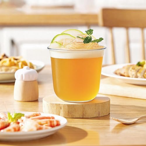 LIANGYUNZE Disposable Stemless Clear Plastic Cups 12OZ NATURAL Arc Plant Based wine glasses For Parties Weddings Birthdays...