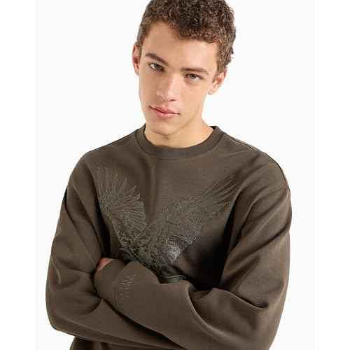 Armani Exchange Men's Embroidered Eagle Cotton Poly Interlock Fleece Sweatshirt