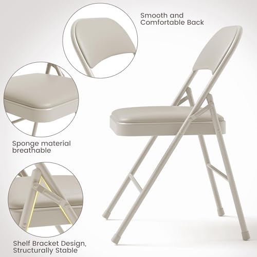 CuisinSmart Folding Card Table and Chair Set of 3, Portable Square Card Table with 4 Padded Chairs, Foldable Chairs and Ta...
