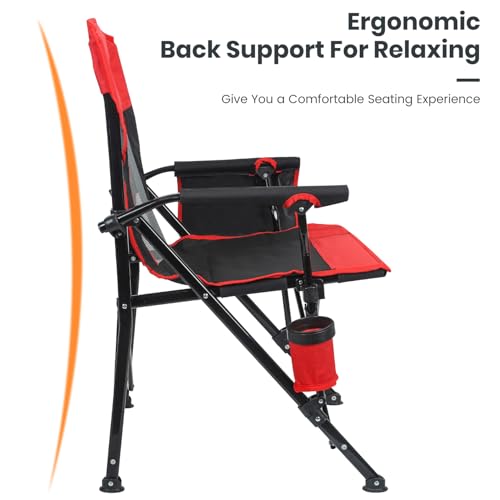 Camping Chair for Adults 350 LBS Support Camp Chair 2PCS with Breathable Mesh Back Fabric with Arm Rest Cup Holder and Por...