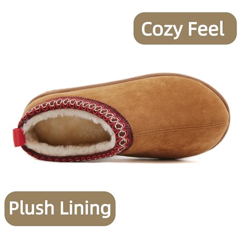 SMajong Women's Slippers Mens Platform Mini Boots Fuzzy House Slipper Fur Fleece Winter Home Shoes Indoor and Outdoor