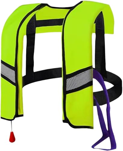 Automatic Inflatable Life Jacket for Adults – Adjustable Buoyancy Vest with Manual Override,Reflective Strips & Safety Whi...